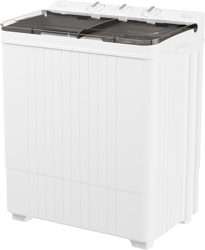 Superday Portable Washing Machine with Longer Hose, 28Lbs Compact Mini Washer and Dryer Combo,Twin Tub Washing Machine Laundry Compact Washer spinner Combo for Apartments RVs and Dorms(Grey)