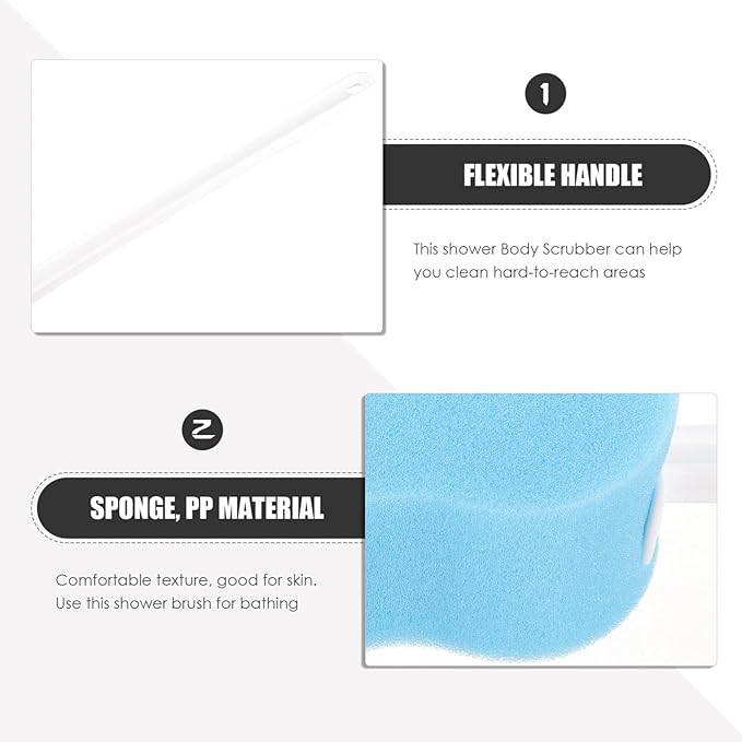 Long Handle Bathing Brush Soft Bristle Back Scrubber for Shower Ergonomic Body Cleaning Tool Convenient for Daily Use for Relaxing Baths Blue Color