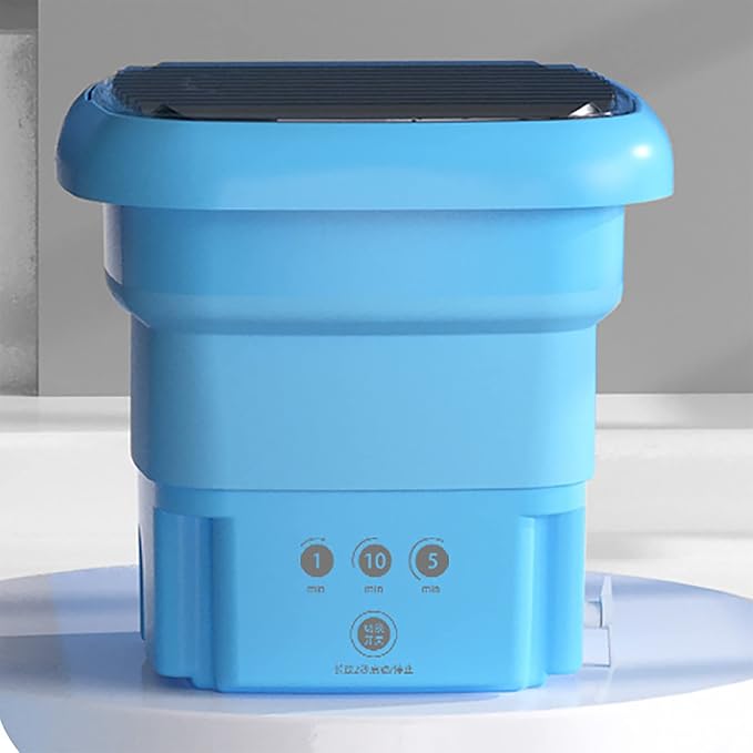Foldable Washing Machine, Portable Washing Bucket - US 110V‑220V Collapsible Washing Machine for Baby Clothes, Underwear or Small Items, Apartment, Mini Laundry Machine(Blue)