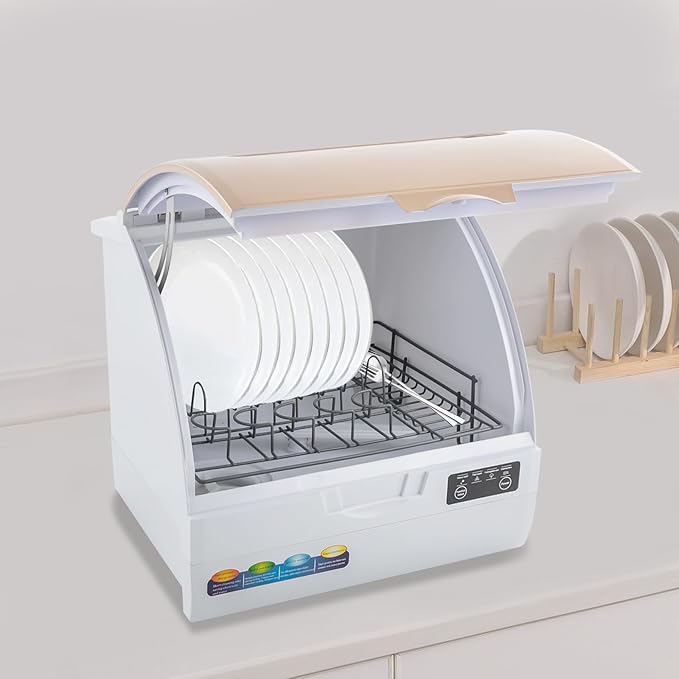 Portable Dishwasher Countertop, Smart Dishwasher, Compact Dishwashers with Built-in Water Tank, 4 Programs, 360° Spray, High-Temp& 167℉ High-Temp& Air-Dry Function, Fruit Cleaning