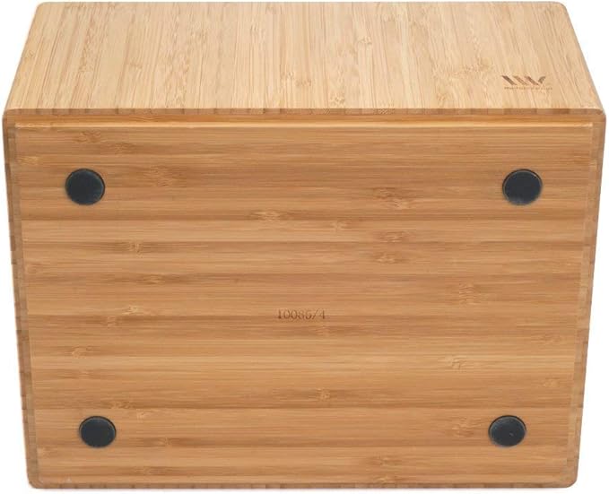 MobileVision Bamboo Bathroom Bin Organizer for Toiletries, Make Up & Cosmetics, Brushes, Styling Tools & Products, Cleaning Supplies, Toilet Paper 14” x 11” x 6.5” With White Clip Included
