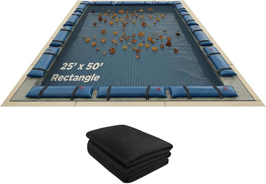 Buffalo Blizzard 25 ft x 50 ft Rectangle Pool Leaf Net | Mesh Pool Net Cover | Leaf Net for Above Ground Pool | Remove Leaves & Debris From Your Winter Cover | 4 Ft of Overlap | Winch & Cable Included
