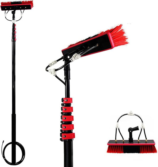 24ft Telescopic Window Cleaner - Water Fed Extendable Brush for Conservatory Roof Cleaning - Complete Window Cleaning Kit with Telescopic Pole & Roof Cleaning Tools