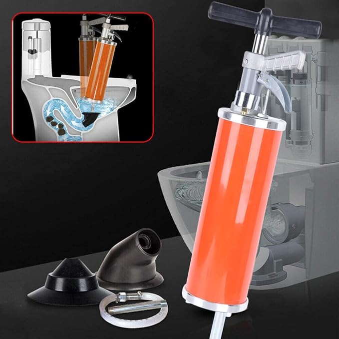 General High Pressure Pipe Cleaner, Clean Water Ram 4'' Rubber Cone Drain Cleaning Tools, Manual Pneumatic Pipe Dredge Equipment, For Bath Toilets Bathroom Shower Kitchen Clogged Pipe