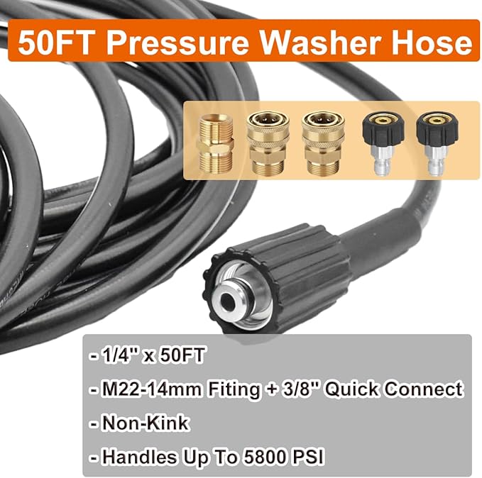 Water Broom Pressure Washer Surface Cleaner,39 inch Power Broom Sweeper with 50FT Washer Hose，4000 Psi with 7 Nozzles 2 Extension Wand for Concrete Driveway Sidewalk Deck, Roof Floor Cleaning