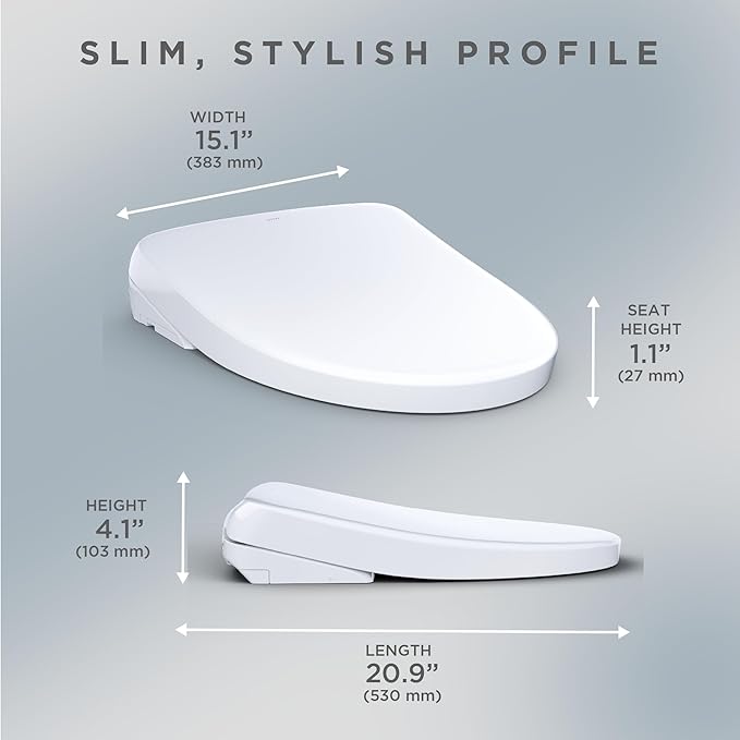 TOTO® WASHLET®+ S7A Electronic Bidet Toilet Seat with EWATER+® Bowl and Wand Cleaning, Auto Open and Close Contemporary Lid, Elongated, Cotton White - SW4736AT40#01