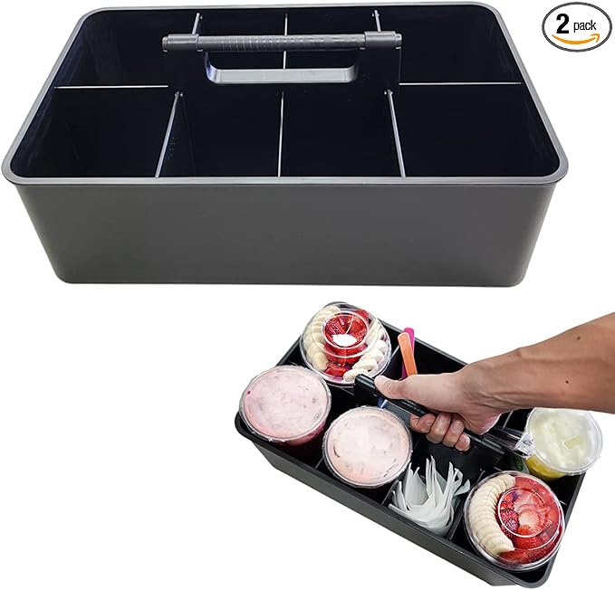 Enjoy Organizer- 2 Commercial Extra Large Portable Stackable Carry Caddy, Black, Carrier for Cleaning, Bathroom, Supplies, Tools, All-Purpose Made in USA (2)
