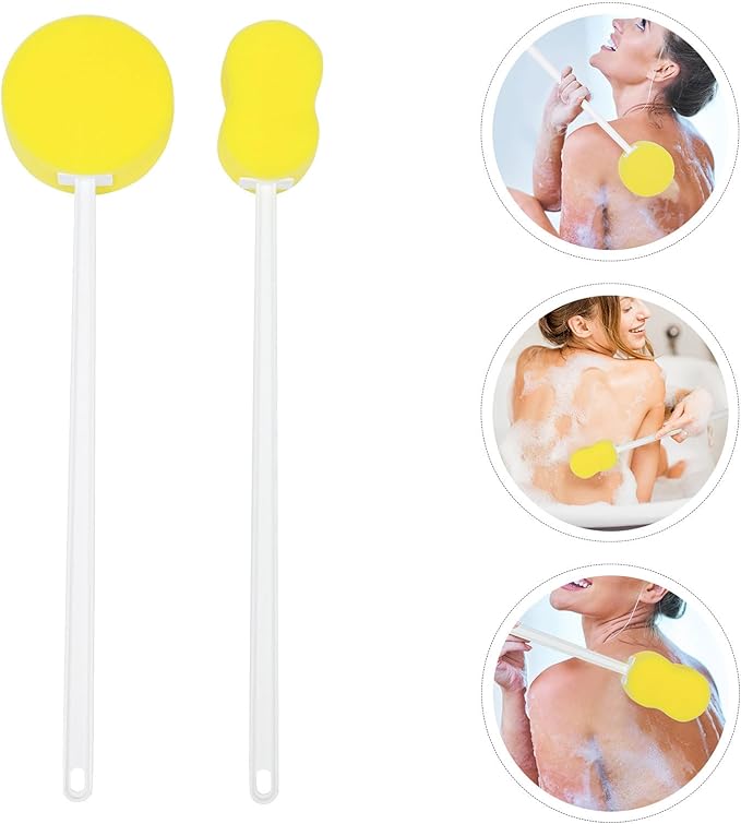 2pcs Long Handle Bath Brush Soft Bristle Body Scrubbers Exfoliating Shower Cleaning Tools for Home Bath and Back Washing