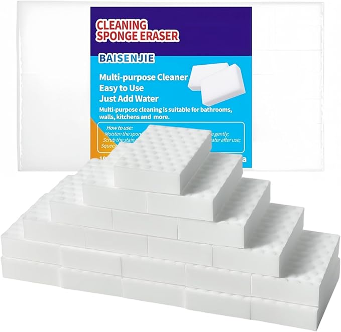 Magic Sponges Eraser,20 Pack Melamine Sponge in Bulk,2X Density,Long Lasting,Cleaning Sponge for Kitchen, Bathroom,Bathtub, Sink,Furniture, Wall Cleaner (White???20PCS???, 3.93x2.36x0.79in)