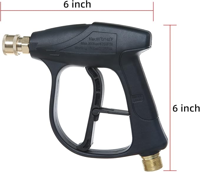 Sooprinse High Pressure Washer Gun 3000 PSI Max, Power Washer Short Gun with 1/4 Inch Quick Connector, M22-14