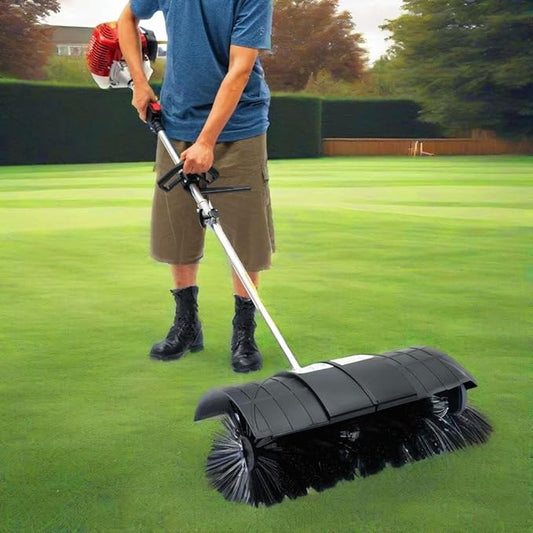 2-Stroke 1700W Gas Power Snow Sweeping Broom,52cc Handheld Sweeper,Single Cylinder Walk Behind Handheld Sweeper,Cleaning Driveway Turf Lawns Power Brush Lawn Sweeper Cleaner Tools
