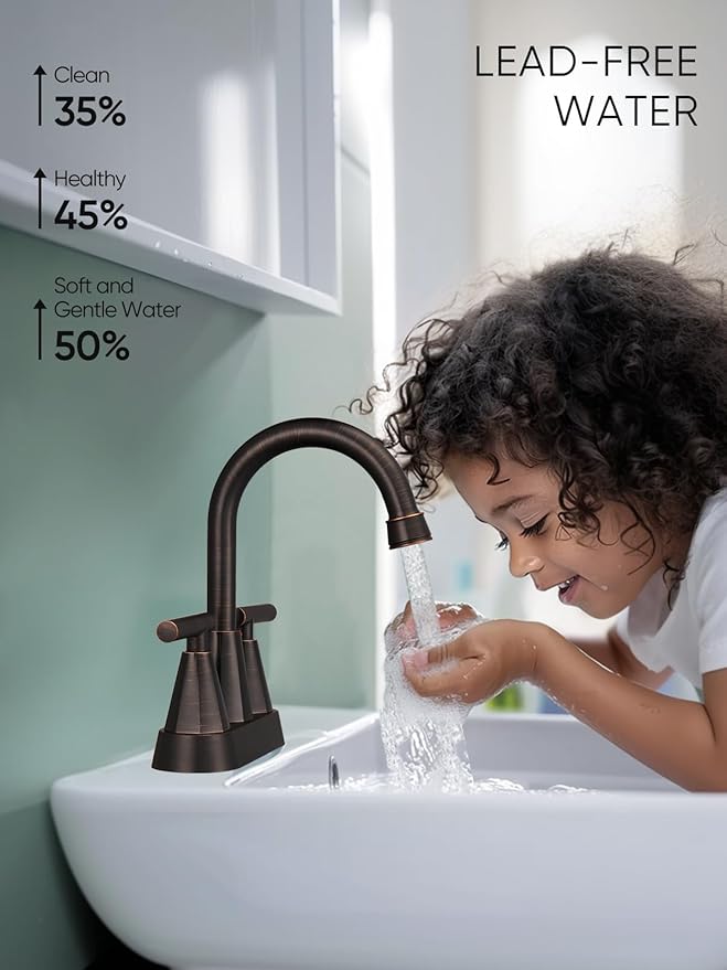 Cobbe Bathroom Faucets for Sink 3 Hole, 4 Inch with Pop Up Drain and 2 Supply Hoses, 2 Handle Centerset Bathroom Faucet for Sink Vanity, ORB, 2 Pack