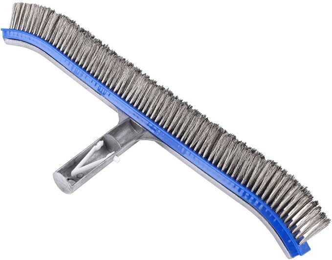 Heavy Duty Aluminum Pool Brush for Inground Pools - Nylon Wall & Corner Scrub Brush with Ergonomic Handle | Pool Cleaning Tool for Steps, Walls & Decks