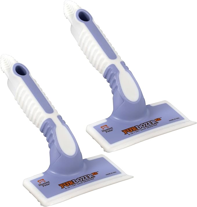 FurDozer Pet Hair Remover & Auto Detailing Tools - Cat & Dog Hair Remover for Carpets, Car Interiors, Couches, Bedding, & Pet Furniture (Purple, (2 Pack) - X6) by NeaterPetBrands