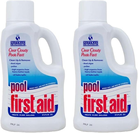 Natural Chemistry First Aid Swimming Pool Enzyme, 2-Liter, Pack of 2, Clear Cloudy Pools Fast, Frees Clogged Filters, Compatible with All Sanitizing Systems