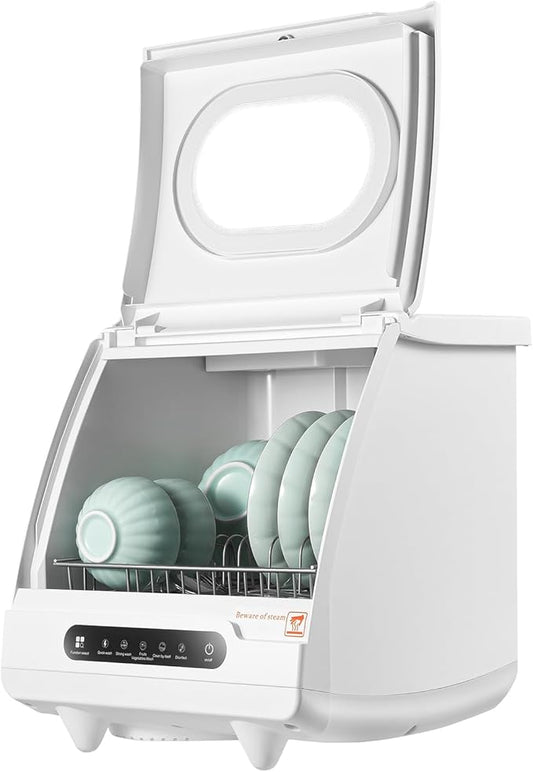 Portable Countertop Dishwasher 158℉ Mini Dishwasher 5 Programs 5L Automatic Dishwashing Machine 360° Spray Deep Cleaning With Air Drying 1200W Compact Dishes Cleaner