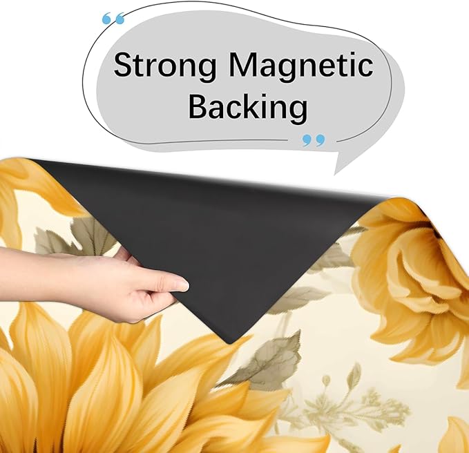 Dishwasher Magnet Cover Retro Sunflower Florals Flower Pattern Reusable Dishwasher Magnetic Cover Sticker Decorative Dish Washer Door Cover Panel for Home Kitcen Appliance, 21x26 in