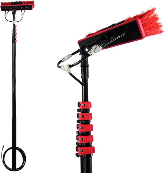 12ft-36ft Telescopic Window Cleaning Pole with Water Fed Brush - Extendable Cleaner for Conservatory Roofs & High Windows - Professional Cleaning Tools for Easy Reach