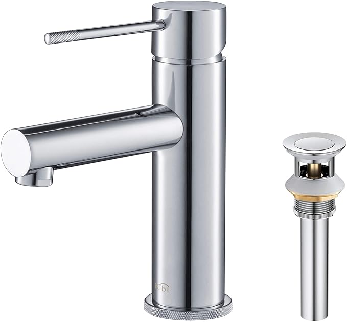 KIBI KBF1010 Solid Brass Single Handle Single Hole Circular X Faucet for Bathroom Sink with Pop Up Drain | High Arc Faucet Spout | Chrome Finish | Corrosion and Rust Resistant