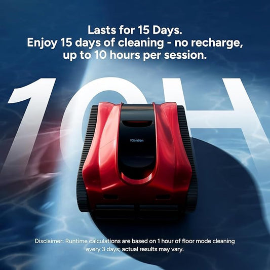 (2025 Upgrade) iGarden Pool Cleaner K Pro, 10H Max Runtime, Cordless Robotic Pool Vacuum for Inground Pools, Touchscreen, Smart Navigation, 200% Turbo Suction, Ultra-Fine Filtration, Auto-Parking