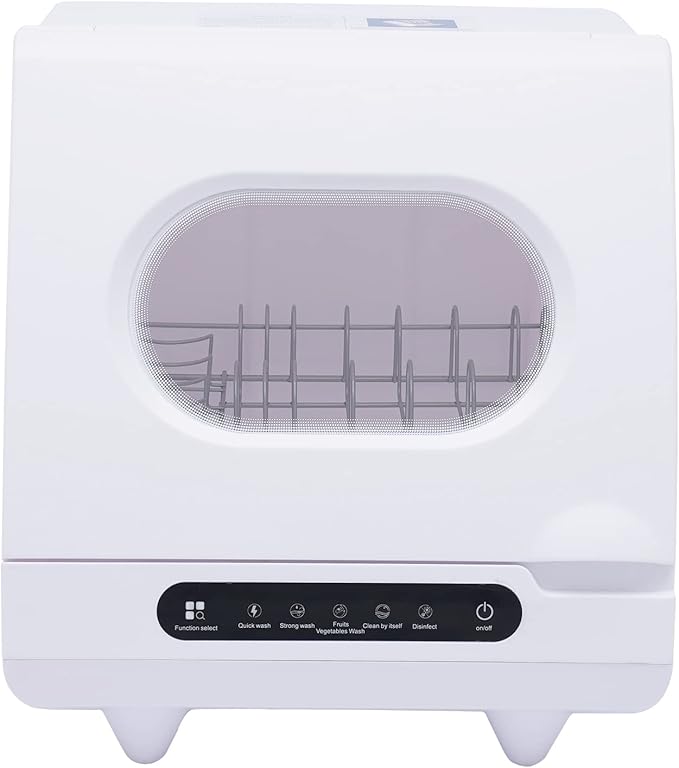 Portable Countertop Dishwasher,1.2KW Mini dishwasher with 5 Washing Programs & Basket,360° Dual Spray, Hold 2‑6 Sets Of Dishes,72℃ Rotating Spray,for Baby Care, Glass & Fruit Wash