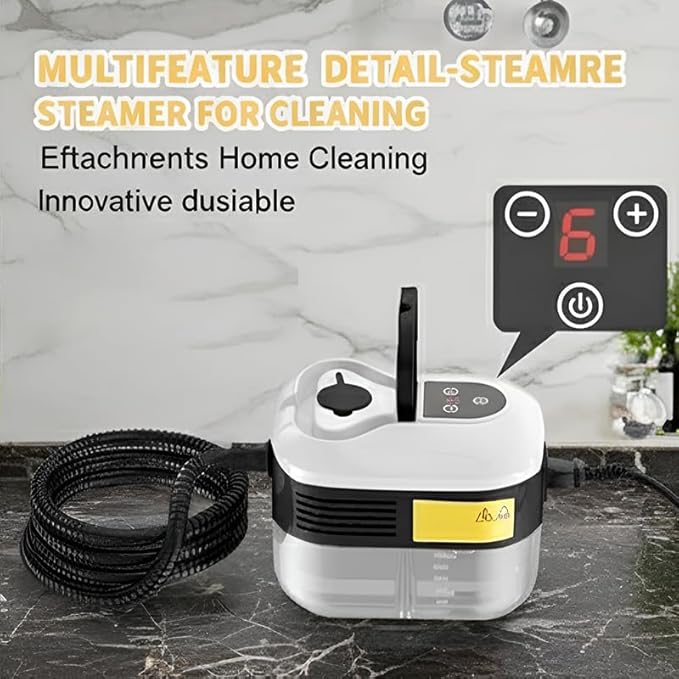 Handheld Steam Cleaner: 2500W High Temperature Pressurized Steamer with 6 Adjustable Levels - Portable Multi-Surface Steam Cleaning Machine for Kitchen, Bathroom, Furniture, Car, Windows (Red)
