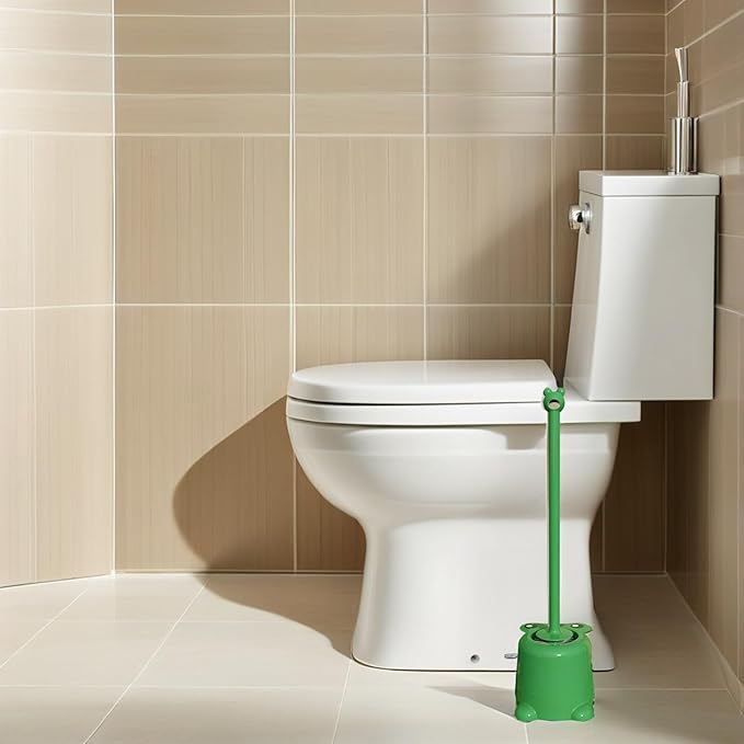 Beaupretty Frog Toilet Brush with Holder Set Long Handle Soft Bristles Cute Cartoon Frog Design Efficient Toilet Cleaning for Home Office Bathroom