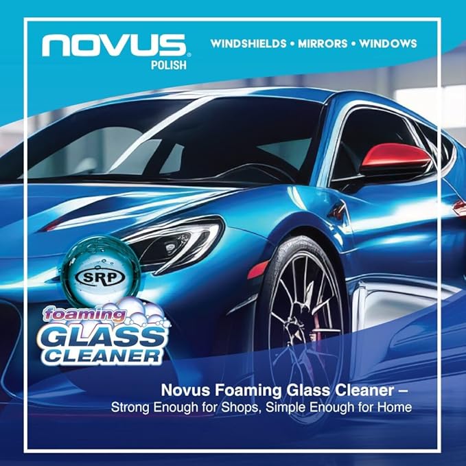 Novus 1802 | Glass Cleaner Spray | Powerful Foaming Glass Cleaner, Streak-Free Shine for Home and Auto | Safe for All Glass Surfaces | 19 Ounces (12 Pack)