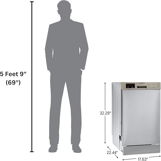 Equator 18 in Dishwasher 10 place+Wine Rack 3.4g QUIET 51 dB 110V E-Star ADA in Silver