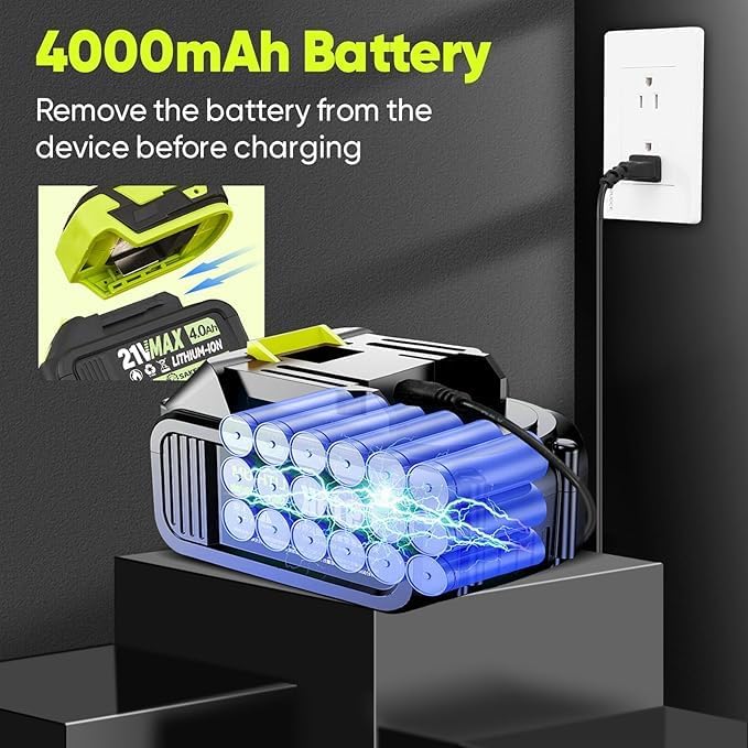 Portable Dust Cleaner, Leaf Blower Cordless, Handheld Snow Blower, Hand Blowers for Lawn Care, Patio Cleaning, Leaves and Dust Blowing, 4.0Ah Battery and Charger Included (1 Battery)