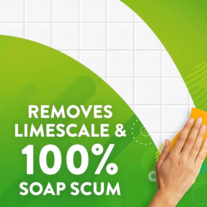 Scrubbing Multi Surface Mega Shower Foamer Aerosol Spray 20oz (Pack of 2) for Soap Scum & Grime Rainshower Scent Kills 99.9% of Viruses and Bacteria bundled with Microfiber Cleaning Cloth