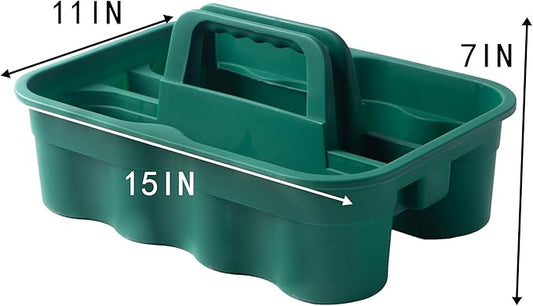 Matthew 3 Pack Large Plastic Tote Tool & Deluxe Supply Cleaning Caddy with Handle Portable Shower Basket Storage Caddy for Cleaning Products,Take-Out Drink,Bathrooms - Green