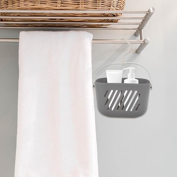 PRETYZOOM Hanging Shower Basket with Hook 8.26 X 5.51 X 5.11 Inch Bathroom Organizer for Toiletries and Cleaning Supplies Space-Saving Bathroom Hanging Basket