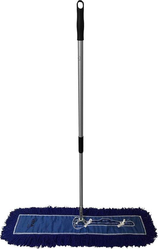 Ultimate Dust Mop Kit: Industrial-Grade Performance, Heavy-Duty Frame, Telescopic Handle - Blue 36 Inch