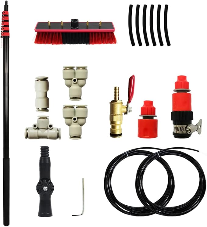 18FT Extendable Window Cleaning Kit - Telescopic Brush for Solar Panels & Photovoltaic Cleaning Water Fed Pole for Conservatory & High Windows Efficient & Easy Use