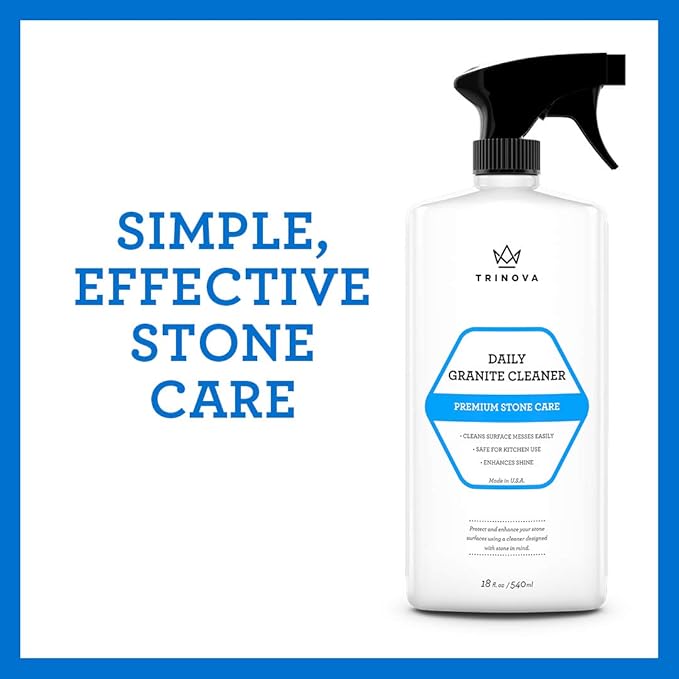 TriNova Granite Cleaner & Polish Gallon Refill for Daily Use - Made in USA, Enhances Shine, Streak-less - for Counter-tops, Marble, Stone, Bathroom Tile Kitchen, & Islands - 128 fl oz