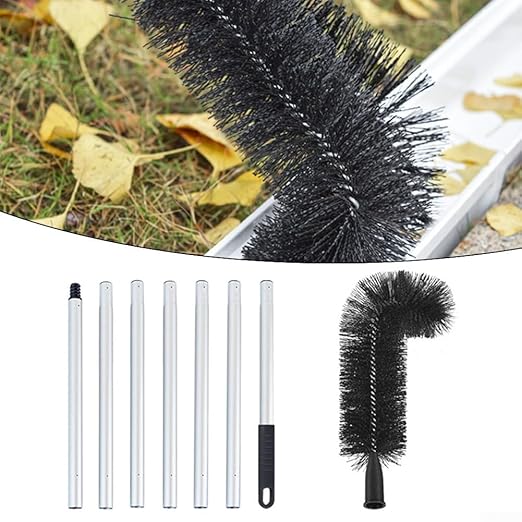 Efficient Roof Dust Removal Brush - Adjustable Gutter Cleaning Tool with Durable PET Bristles (2.28m)(1.68m)