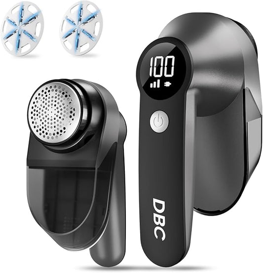 DBC Rechargeable Fabric Shaver,3-Speed Lint Remover Lint Shaver for Clothes | LED Display, 15000r/Min Powerful Motor, Large Shaving Head, 6-Leaf Blades, Lint Ball, Furniture, Black by DBC