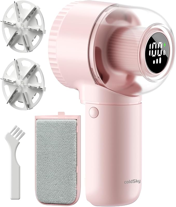 Fabric Shaver,    Rechargeable Lint Remover with Brush, Large Sweater Shaver with Digital Display, 3 Speeds Lint Shaver, 6-Leaf Blades Lint Remover for Clothes, Sofa, Bedding, Pink | Digital Display, 3 Speeds, 6-Leaf Blades, 1200mAh Rechargeabl... by Fabricshaver