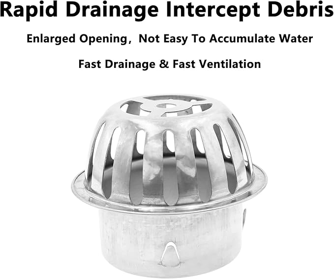 Roof Floor Drain,SAFYY 304 Stainless Steel Roof Drain Dome,Balcony Roof Dome Drain Cover,Yard Outdoor Anti Blocking Strainer,Gardens Gutter Cleaning Tool,Rain Bucket Drainage Parts (1, 90mm/3.5")