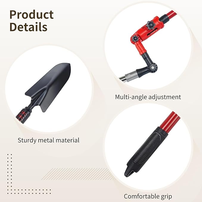 66.93 In Gutter Cleaning Tools Set, 10 Pcs With Extension Pole, Rake, Shovel, And Angle Adjustment, For Leaf Removal
