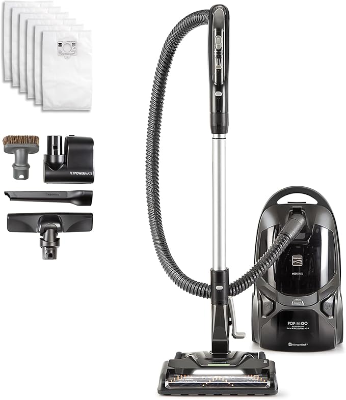 Kenmore BC4039 600 Series Pet Friendly Bagged Canister Vacuum with POP-N-GO, Pet PowerMate, Hair Eliminator Brushroll, HEPA Filter, Performance Indicator, Extended Reach and Auto Cord Rewind