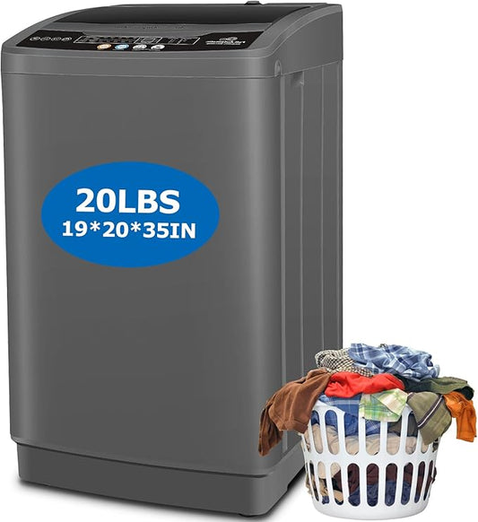 Nictemaw Portable Washing Machine, 20Lbs Capacity Portable Washer Machine, 2.8Cu.ft Washer and Dryer Combo with 10 Programs 8 Water Levels Compact Washing Machine for Apartments, Dorms, RV