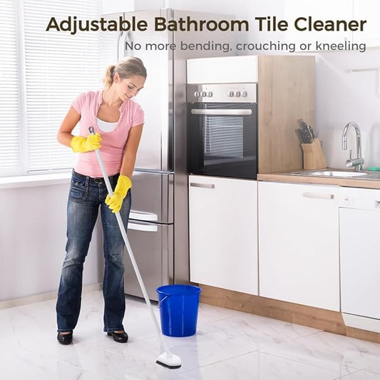 Cleaner Tile Bathroom, Scrubber Tile and Tub 1 in 2, Tool Scrubber Cleaning Bath Extendable with Handle Long, Scrubber Rotating 180-Degree