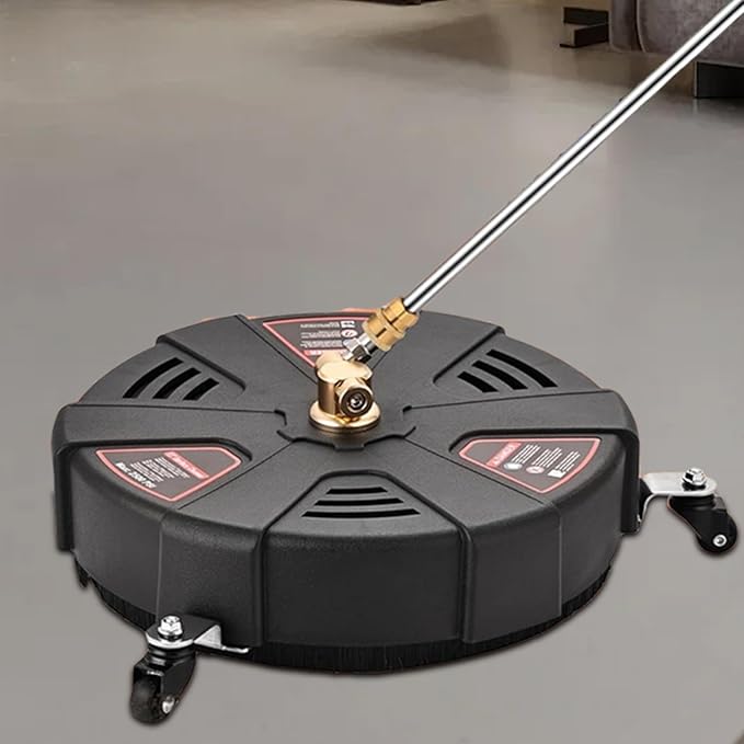 Outdoor Cleaner - Cleaner with 3 Wheels, High Pressure Washer Cleaner | Cleaner with Flexible Bristle Skirt, Cleaning Tool for Patio, Deck, Driveway (Black)