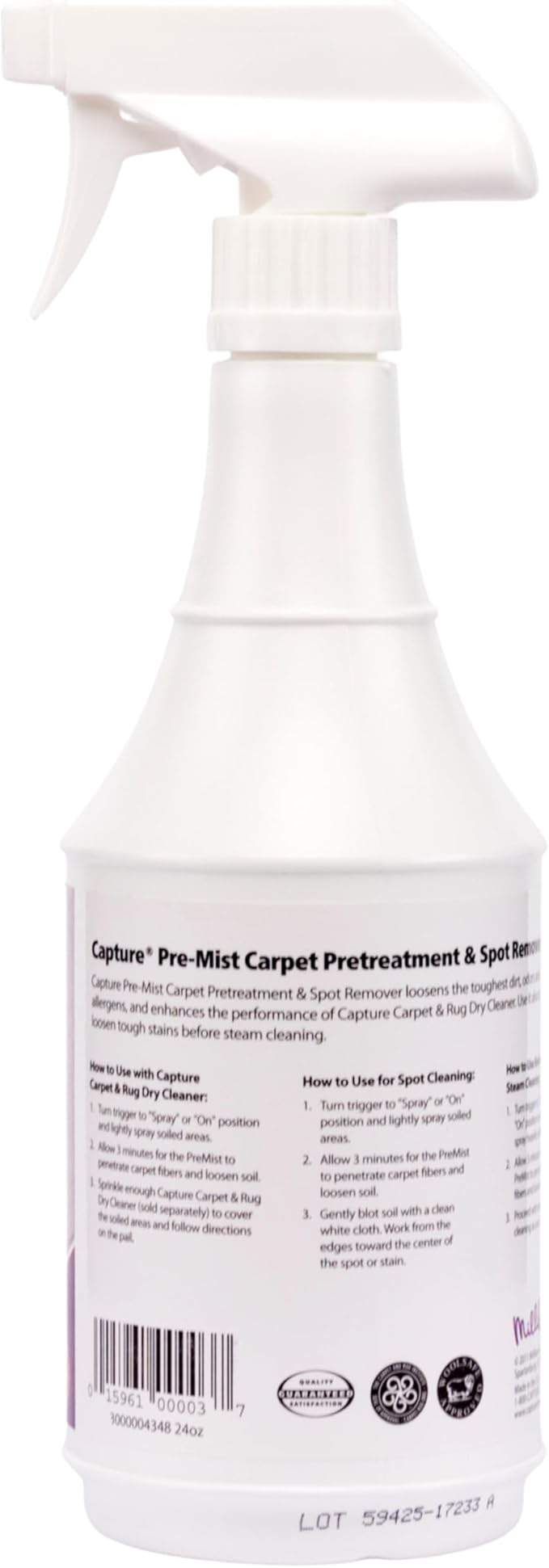 Capture Pre-Mist Soil Release for Carpet Dry Cleaner - Carpet Cleaning Pre Spray - Loosen Juice, Coffee & Wine Spill and Tough Rug Stains Eliminator - Multi-Purpose Cleaning Essentials - 24oz (2 Pack)