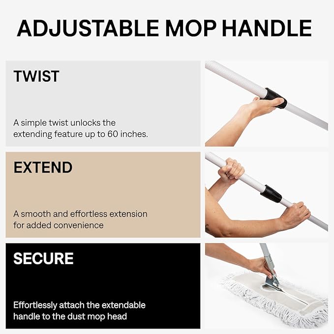 36 Inch Blue Commercial Dust Mop & Floor Sweeper with Extendable Handle – Mop for Hardwood, Tile, and Concrete Floor Cleaning