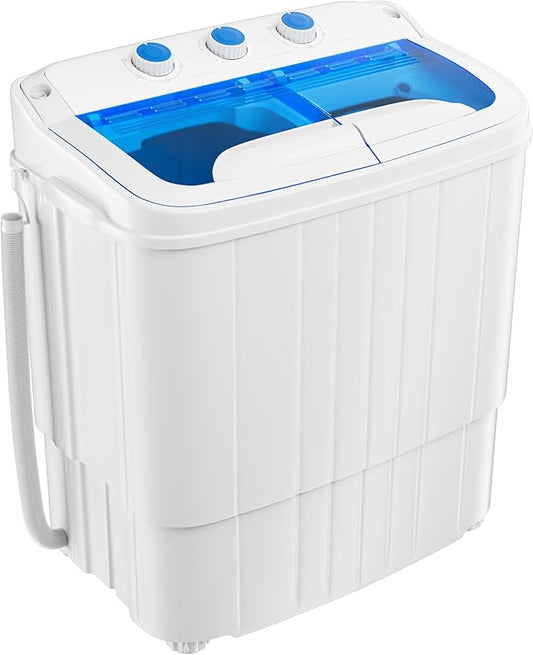 Superday Portable Washing Machine, 18lbs Small Washing Machine and Spin Dryer Combo, Mini Twin Tub Laundry Machine for Camping, Apartments, Dorms, College Rooms, RV, Delicates, Blue