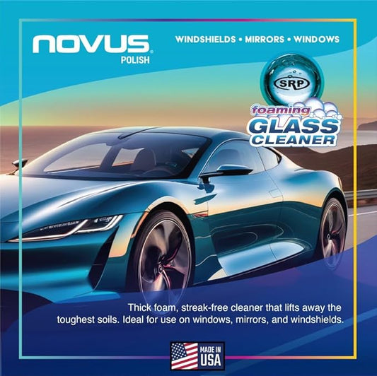 Novus 1802 | Glass Cleaner Spray | Powerful Foaming Glass Cleaner, Streak-Free Shine for Home and Auto | Safe for All Glass Surfaces | 19 Ounces (12 Pack)