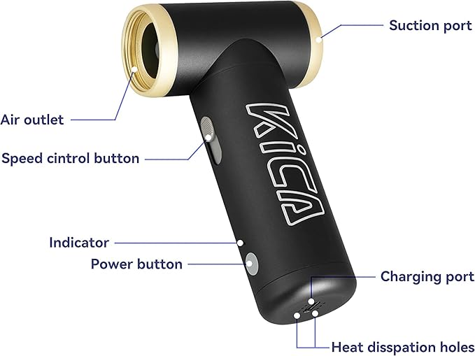 KiCA Jetfan 2S Electric Air Duster for Computer/Keyboard/House Cleaning/Camera Lens/Camping/BBQ/Car/Barbershop/Hair Drying,100000RPM,Upgraded Nozzle/BatteryLife,Air Can Substitute Tool-Red